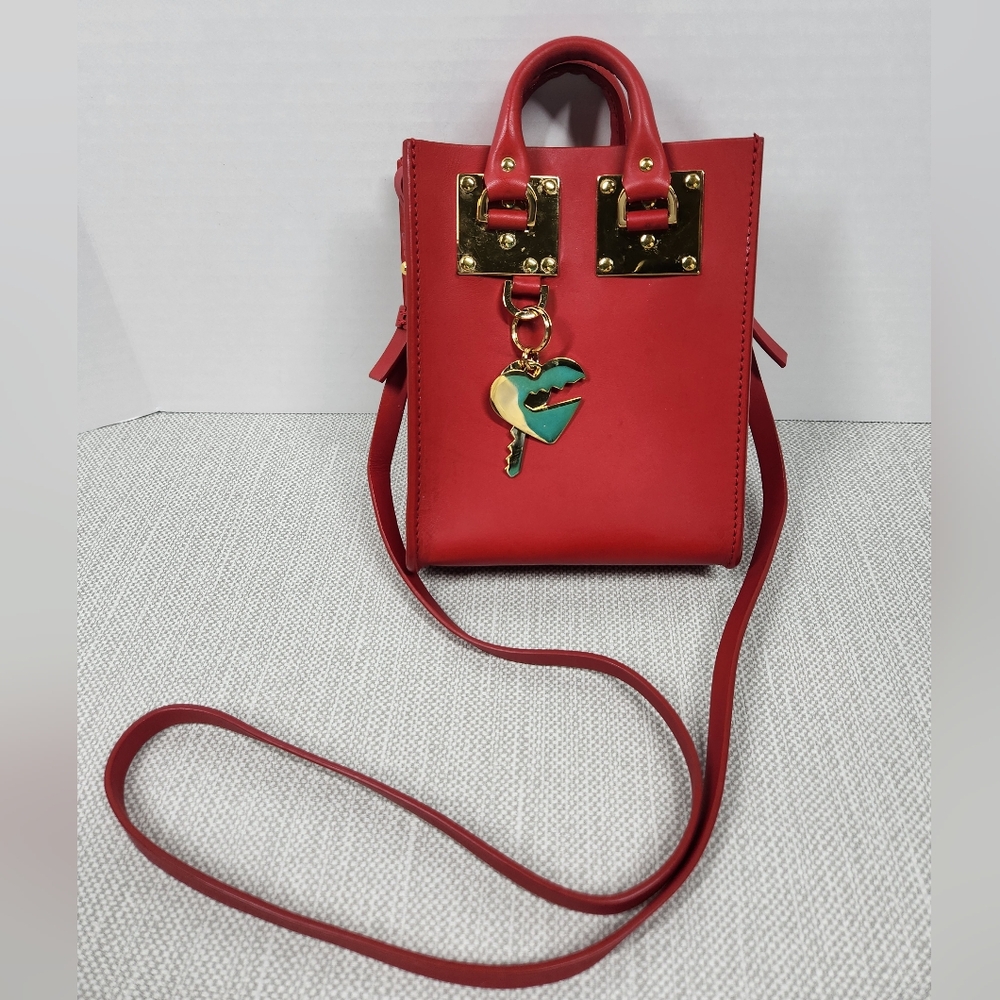 Sophie Hulme Nano Albion Red Leather Crossbody Bag Small